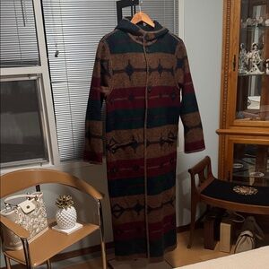 Woolrich Reversible Western Blanket Theme Wool Coat